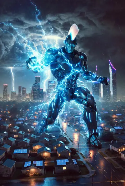 Digital Giant over the city